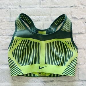 Nike FE/NOM Flyknit Sports Bra S | Lime Green Gray High Support Racerback